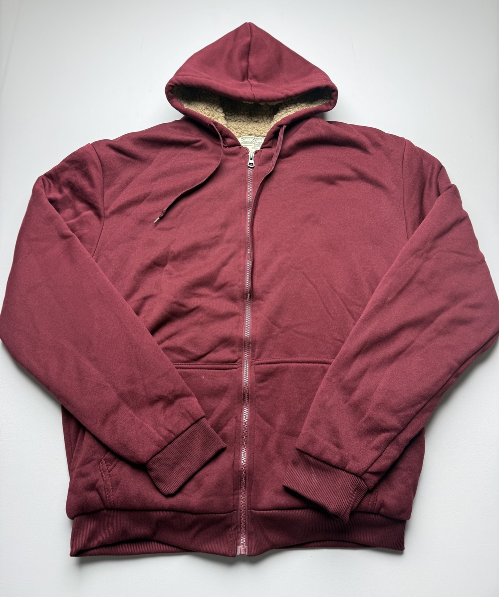Seven Apparel Hoodie Sweatshirt Mens XL Red Full Zip Sherpa Lined Fleece Hooded